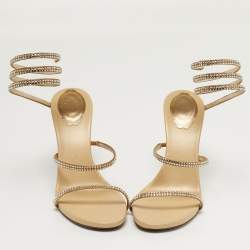 Pre Owned صندل لف حول الكاحل جلد ذهبي رينيه كاوفيللا كلِو مقاس 37