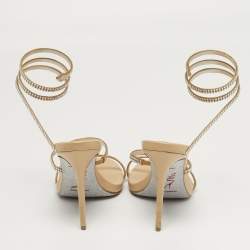 Pre Owned صندل لف حول الكاحل جلد ذهبي رينيه كاوفيللا كلِو مقاس 37