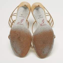 Pre Owned صندل لف حول الكاحل جلد ذهبي رينيه كاوفيللا كلِو مقاس 37