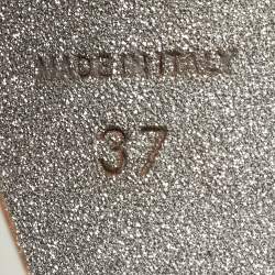 مملوكة مسبقًا René Caovilla Cleo Crystal Embellished Size 37 White Satin Ankle Strap Sandals