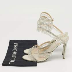 Pre Owned صندل رينيه كوفيلّا سيور كاحل مزخرف كريستال جلد كريمي مقاس 39