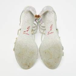 Pre Owned René Caovilla Cleo Size 39 Multicolor Leather and Satin Ankle Strap Sandals