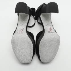 Pre Owned صندل رينيه كوفيللا سيور كاحل نعال سميك ساتان أسود مقاس 37