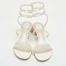 مملوكة مسبقًا صندل جلود مزخرف كريستال كريمي رينيه كوفيلا كلو مقاس 37