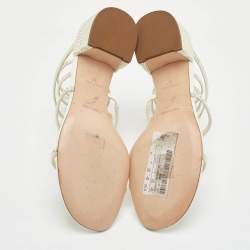 مملوكة مسبقًا صندل جلود مزخرف كريستال كريمي رينيه كوفيلا كلو مقاس 37