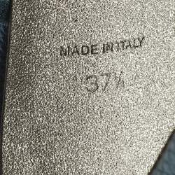 Pre Owned René Caovilla Cleo Size 37.5 Metallic Blue Satin Ankle Wrap Sandals