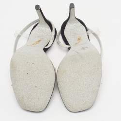 Pre Owned René Caovilla Cleo Size 38 Black/Transparent PVC and Suede Slingback Sandals