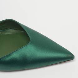 Pre Owned René Caovilla Cleo Size 37.5 Green Satin Ankle Strap Sandals