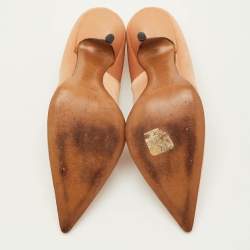 Pre Owned René Caovilla Size 36.5 Beige Satin Embellished Pointed Toe Pumps