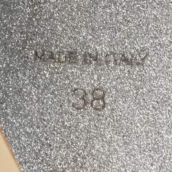 Pre Owned René Caovilla Cleo Size 38 Beige Satin Crystal Embellished Ankle Wrap Sandals