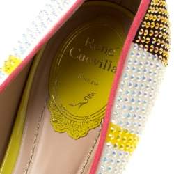 René Caovilla Multicolor Crystal Embellished Slip On Flats Size 38.5