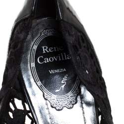  Rene Caovilla Black Lace Peep Toe Pumps Size 39