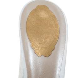 René Caovilla Two Tone Lizard Embossed Leather Embellished Platform Sandals Size 37