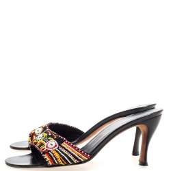 René Caovilla Multicolor Pearl Beaded Open Toe Sandals Size 37