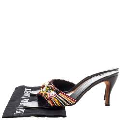 René Caovilla Multicolor Pearl Beaded Open Toe Sandals Size 37