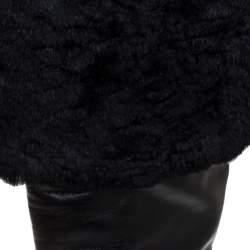 Pre Owned Rene Caovilla Black Leather And Faux Fur Knee High Boots Size 39