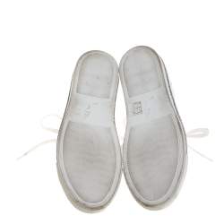 Pre Owned Rene Caovilla White Leather Crystal Embellished Lace Up Sneakers Size 38