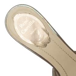 Rene Caovilla Cream Python Crystal Embellished Slide Sandals Size 37