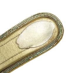 Rene Caovilla Yellow Lizard Embossed Leather And Satin Crystal Embellished Thong Flat Slides Size 40