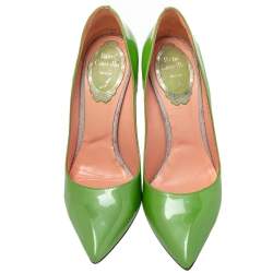 مملوكة مسبقًا René Caovilla Green Patent Leather Pointed Toe Pumps Size 35.5