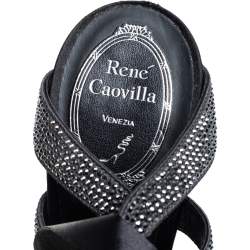 Pre Owned حذاء سلايد رينيه كوفيلا ساتان مزخرف كريستال أسود سير كاحل مقاس 39.5