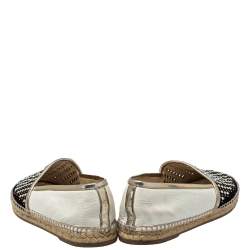 Pre Owned René Caovilla Black Leather And Suede Espadrille Flats Size 40