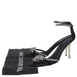 Pre Owned René Caovilla Black Satin And Crystal Embellished Sandals Size 40