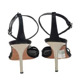Pre Owned René Caovilla Black Satin And Crystal Embellished Sandals Size 40