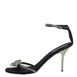Pre Owned René Caovilla Black Satin And Crystal Embellished Sandals Size 40