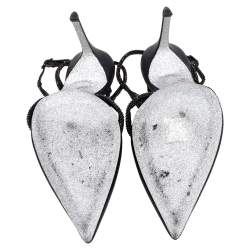 Pre Owned صندل رينيه كوفيلا مزخرف كريستال جلد أسود مقاس 40