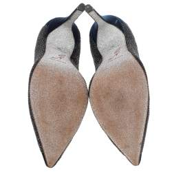 Pre Owned حذاء كعب عالي رينيه كوفيللا قطيفة زرقاء مزخرف كريستال مقدمة مدببة مقاس 38