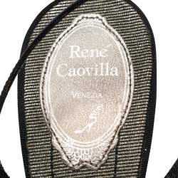 Pre Owned René Caovilla Black Satin Embellished Sandals Size 39