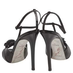 مملوكة مسبقًا صندل رينيه كوفيلا جلد نقشة الثعبان أسود بحزام للكاحل مقاس 39