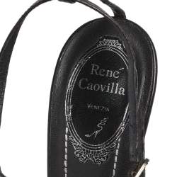 مملوكة مسبقًا صندل رينيه كوفيلا جلد نقشة الثعبان أسود بحزام للكاحل مقاس 39