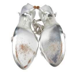 Pre Owned صندل رينيه كوفيلا جلد فضي مزخرف سير كاحل مقاس 39