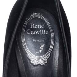 Pre Owned حذاء كعب عالي رينيه كوفيلا غراس قطيفة أسود مقدمة مدببة مقاس 38