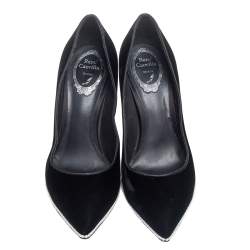 Pre Owned حذاء كعب عالي رينيه كوفيلا غراس قطيفة أسود مقدمة مدببة مقاس 38