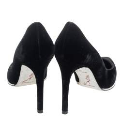 Pre Owned حذاء كعب عالي رينيه كوفيلا غراس قطيفة أسود مقدمة مدببة مقاس 38