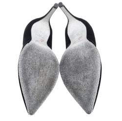 Pre Owned حذاء كعب عالي رينيه كوفيلا غراس قطيفة أسود مقدمة مدببة مقاس 38