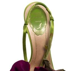 René Caovilla Multicolor Snakeskin Leather and Satin Flower Applique Slingback Sandals Size 37