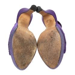 René Caovilla Purple Satin Slingback Sandals Size 37.5