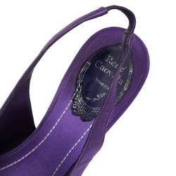 René Caovilla Purple Satin Slingback Sandals Size 37.5