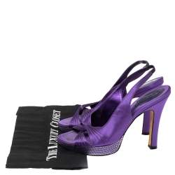 René Caovilla Purple Satin Slingback Sandals Size 37.5