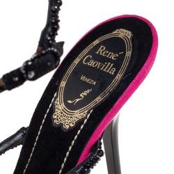 Pre Owned صندل رينيه كوفيلا سير كاحل سويدي خرز متعدد الألوان مقاس 37