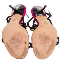 Pre Owned صندل رينيه كوفيلا سير كاحل سويدي خرز متعدد الألوان مقاس 37