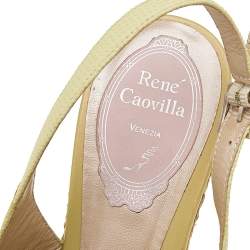 René Caovilla Yellow Leather Espadrille Wedge Sandals Size 38