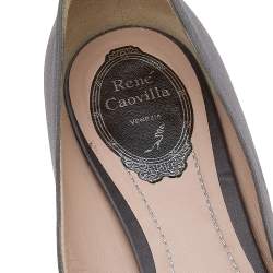 Pre Owned René Caovilla Grey Satin Crystal Embellished Ballet  Flats Size 38