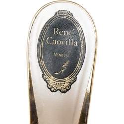 René Caovilla White/Black Crystal Embellished Suede Laser Cut Wedge Platform Slide Sandals Size 39