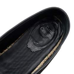 Pre Owned René Caovilla Black Nubuck Leather Pearl Embellished Espadrille Flats Size 39