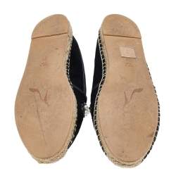 Pre Owned René Caovilla Black Nubuck Leather Pearl Embellished Espadrille Flats Size 39